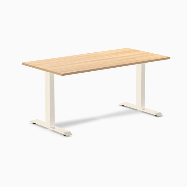 Desky Zero Laminate Office Desk, Sublime Teak desktop, Wheat frame