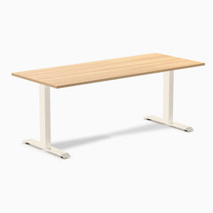 Desky Zero Laminate Office Desk, Sublime Teak desktop, Wheat frame