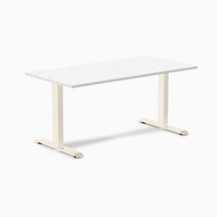 Desky Zero Laminate Office Desk, White desktop, Wheat frame