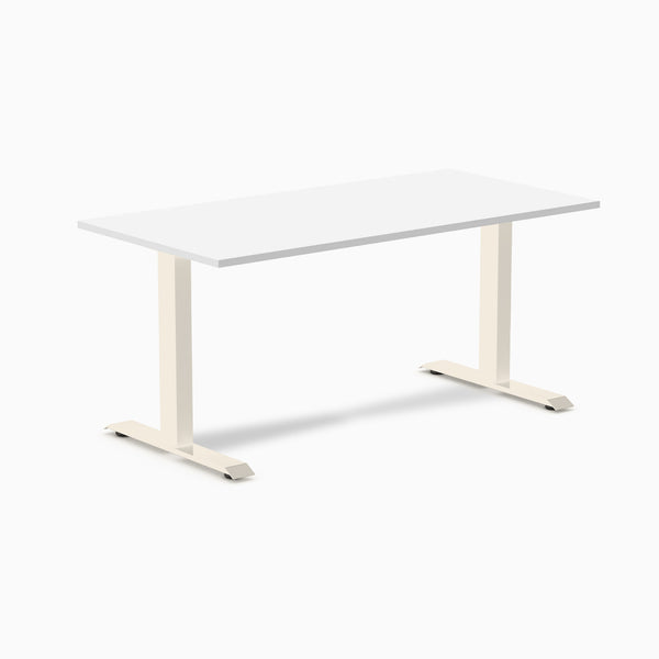 Desky Zero Laminate Office Desk, White desktop, Wheat frame