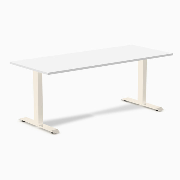 Desky Zero Laminate Office Desk, White desktop, Wheat frame