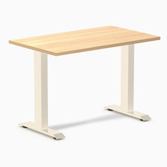 Desky Zero Mini Office Desk, Sublime Teak desktop, Wheat frame