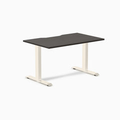 Desky Zero Scalloped Laminate Office Desk, Burnished Wood desktop, Wheat frame