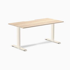 Desky Zero Scalloped Laminate Office Desk, Classic Oak desktop, Wheat frame