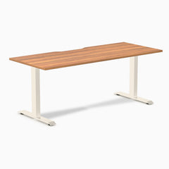Desky Zero Scalloped Laminate Office Desk, Prime Oak desktop, Wheat frame