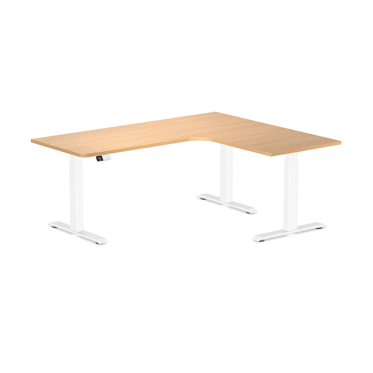 Desky L-Shape Curved Laminate Sit Stand Desk