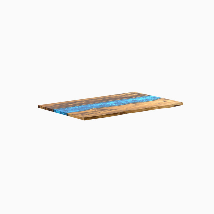 Hardwood resin desktop - teak blue river - 48" desktop