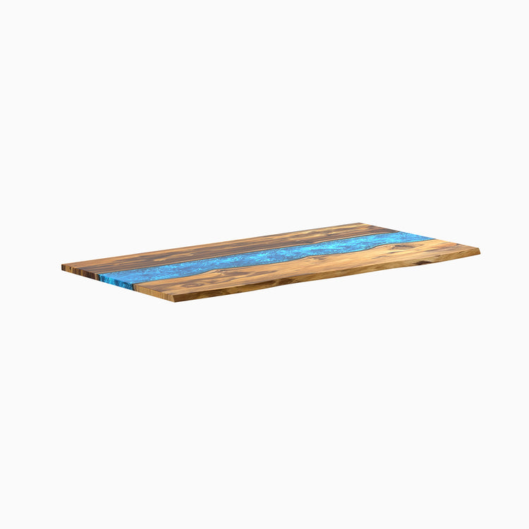 Hardwood resin desktop - teak blue river - 60" desktop