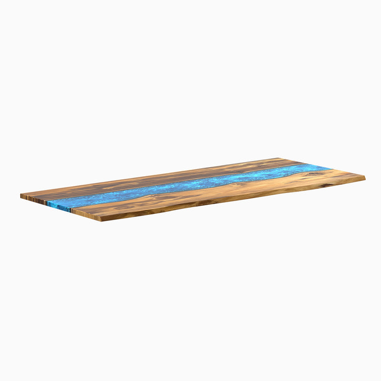 Hardwood resin desktop - teak blue river - 72" desktop