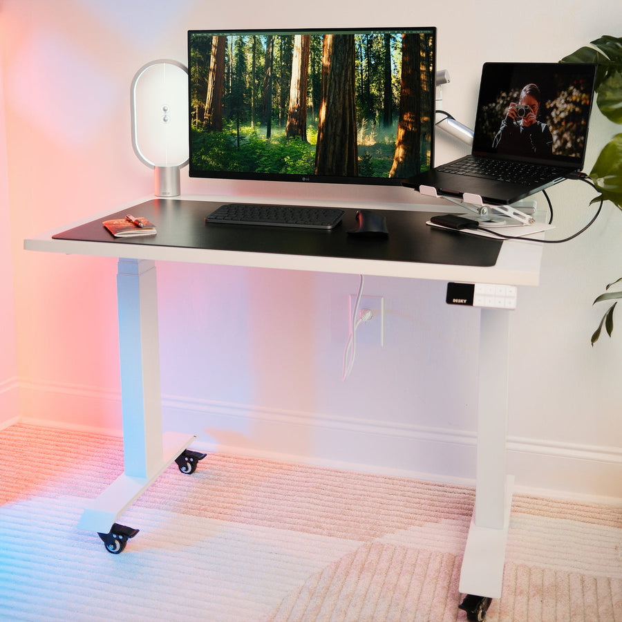 Mini bureau assis-debout double Desky blanc