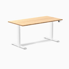 Dual bamboo standing desk - Natural bamboo - white 60"