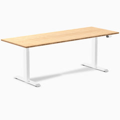 Dual ergo bamboo standing desk - natural bamboo - white 80"