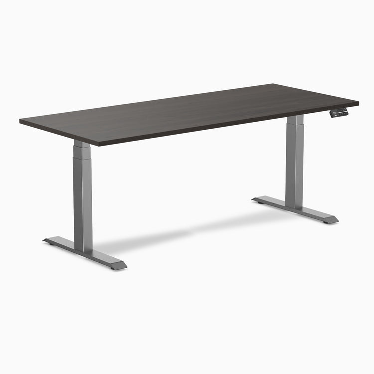 Dual laminate standing desk - burnished melamine - space grey 72"