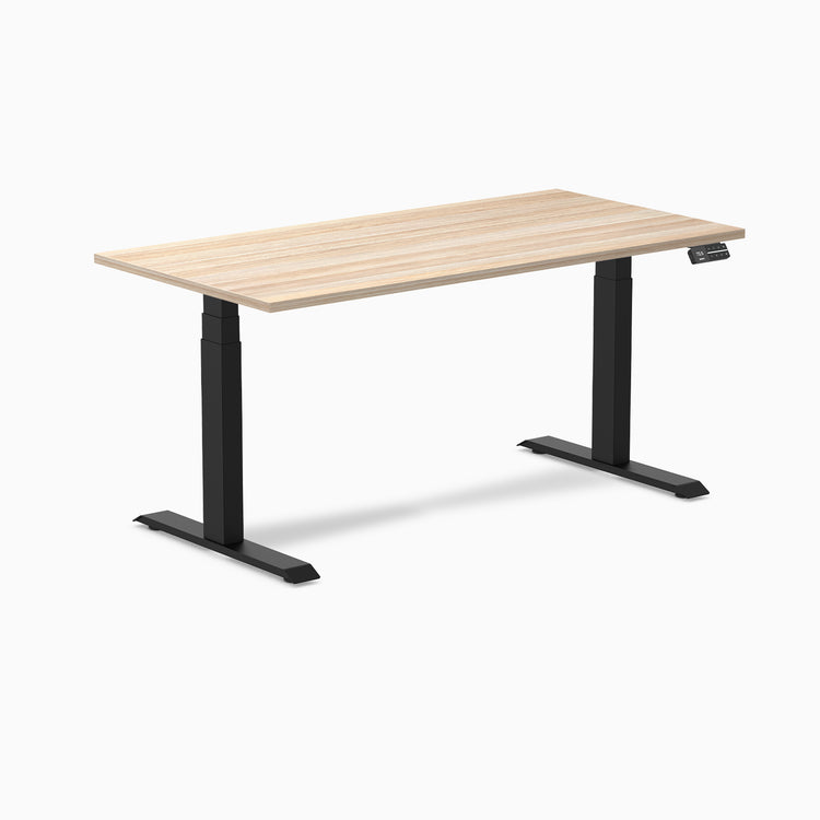 Dual laminate standing desk - classic oak melamine - black 60"