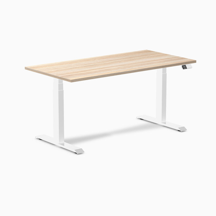 Dual laminate standing desk - classic oak melamine - white 60"