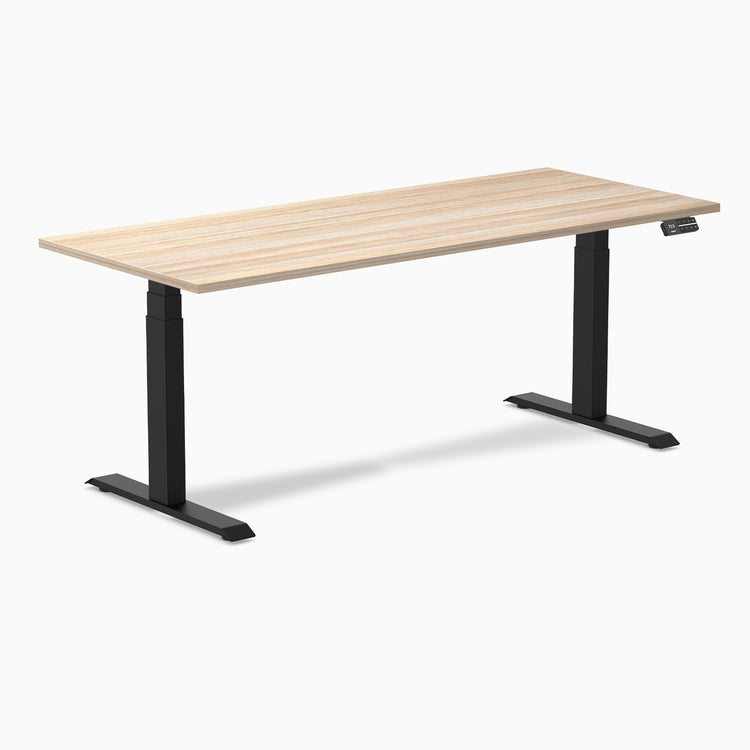 Dual laminate standing desk - classic oak melamine - black 72"