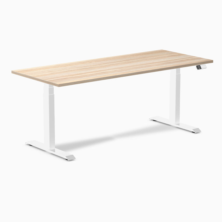 Dual laminate standing desk - classic oak melamine - white 72"