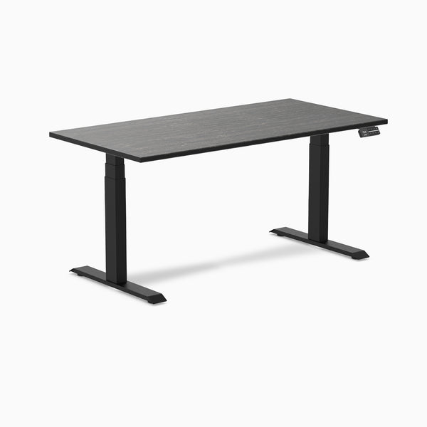 Dual bamboo standing desk - Dark bamboo - black 60"