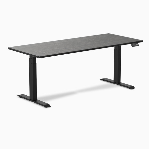 Dual bamboo standing desk - Dark bamboo - black 72"