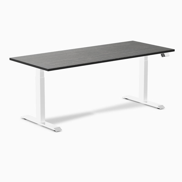 Dual bamboo standing desk - Dark bamboo - white 72"