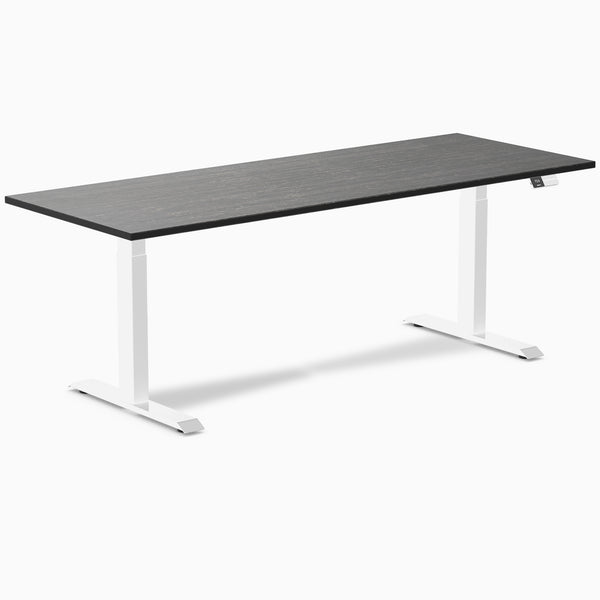 Dual ergo bamboo standing desk - Dark bamboo - white 80"