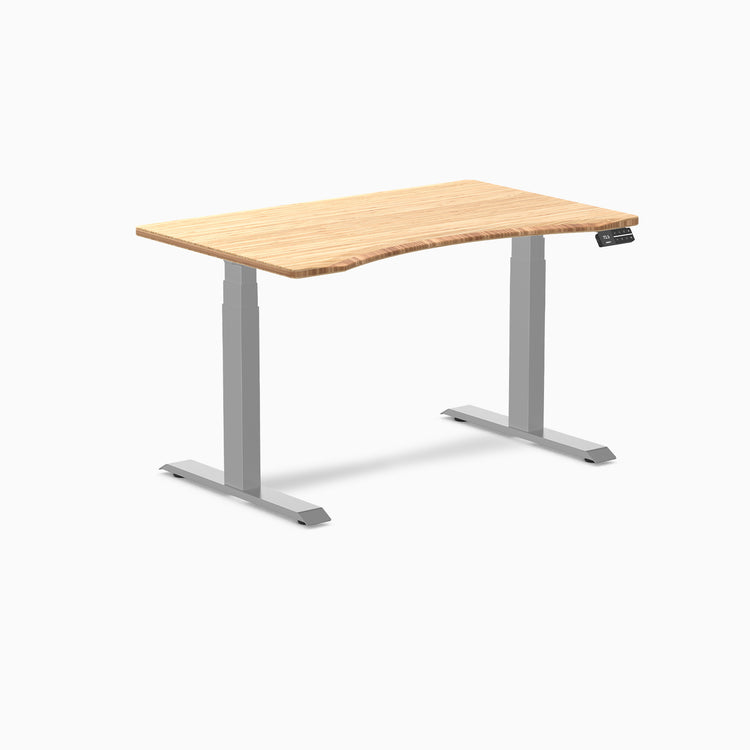 Dual ergo edge standing desk - Natural bamboo - grey 48"