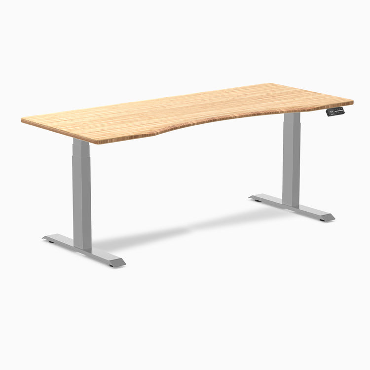 Dual ergo edge standing desk - Natural bamboo - grey 72"