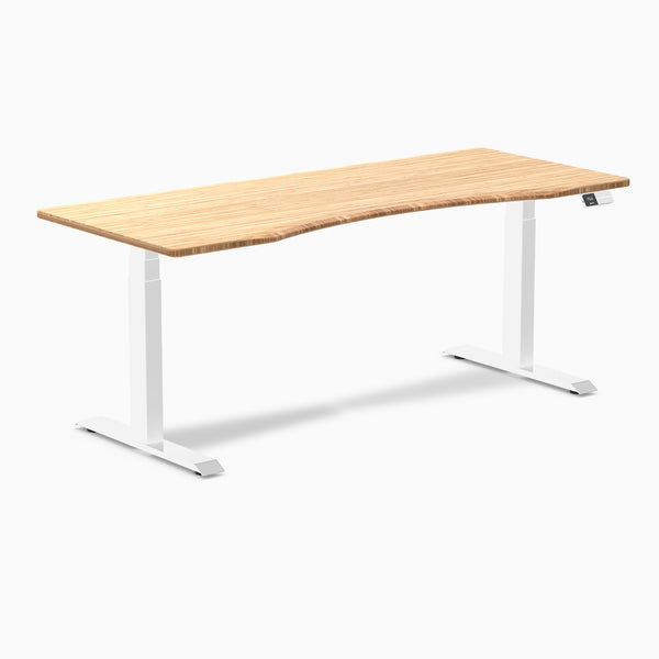 Dual ergo edge standing desk - Natural bamboo - white 72"