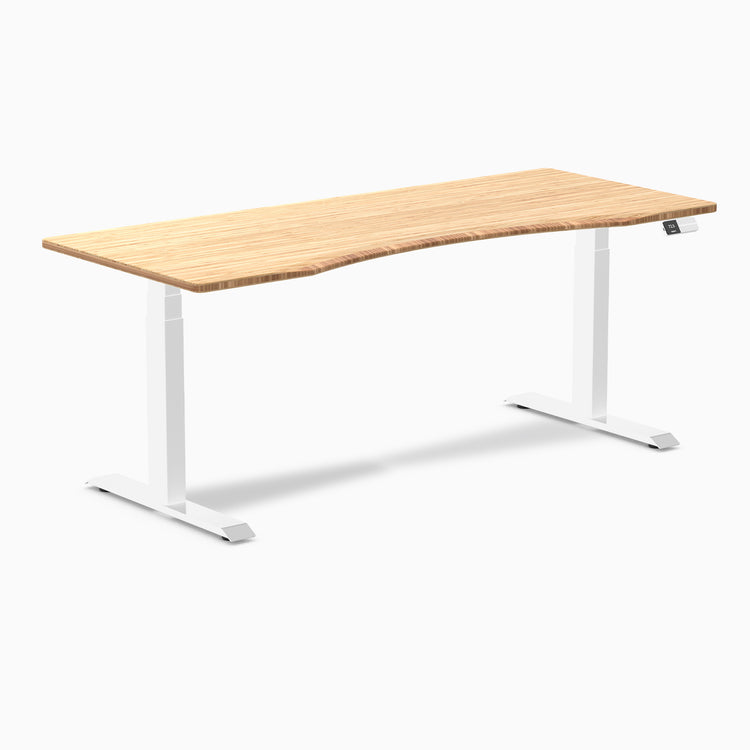 Dual ergo edge standing desk - Natural bamboo - white 72"