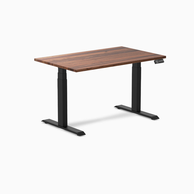 Dual hardwood standing desk - walnut - black 48"