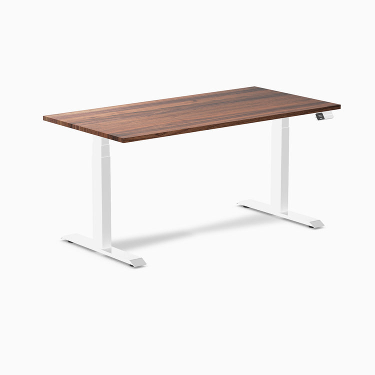 Dual hardwood standing desk - walnut -white 60"