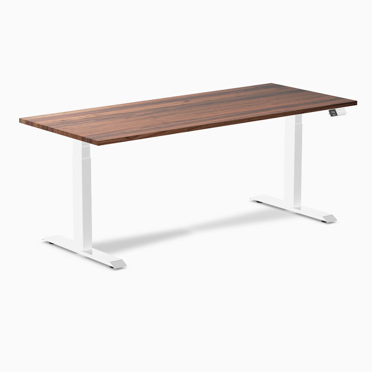 Dual hardwood standing desk - walnut -white 72"