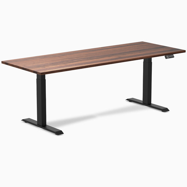 Dual hardwood standing desk - walnut - black 80"