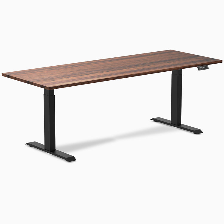 Dual hardwood standing desk - walnut - black 80"