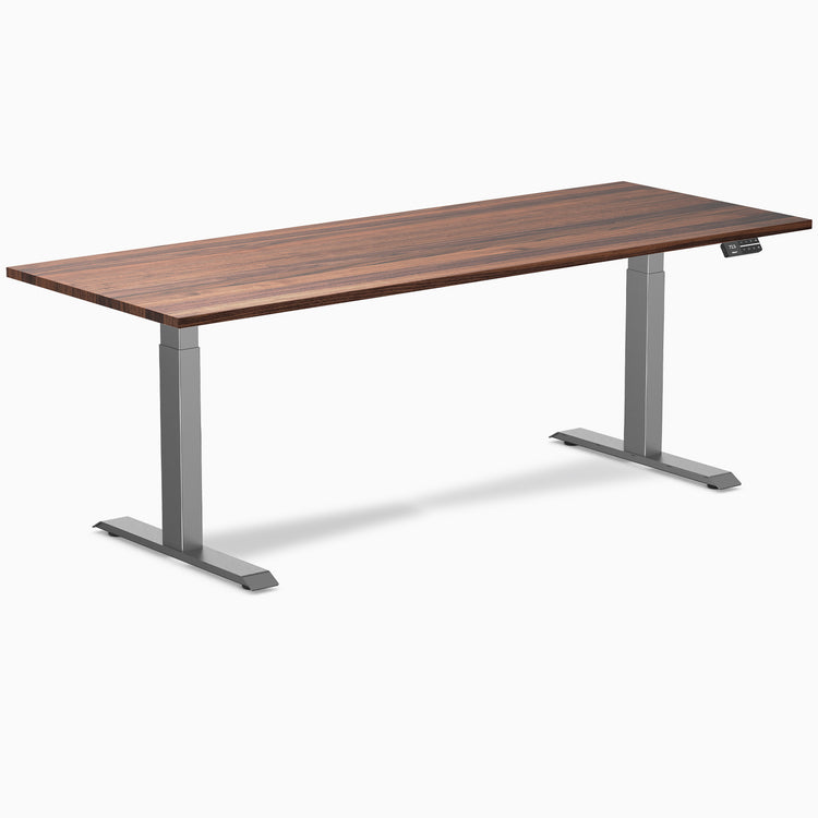 Dual hardwood standing desk - walnut - space grey 80"