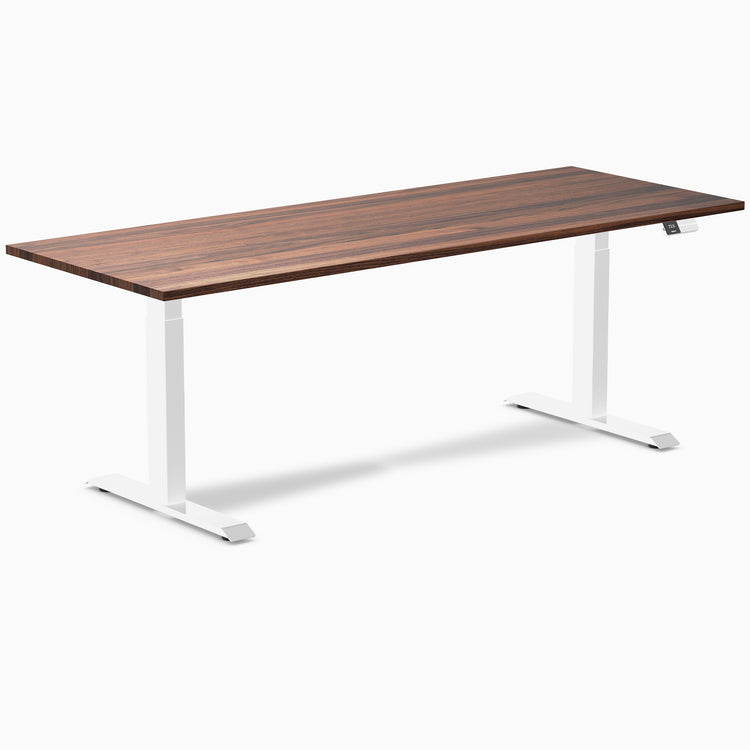 Dual hardwood standing desk - walnut - white 80"