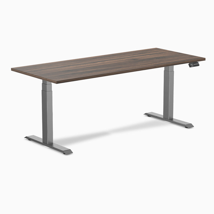 Dual laminate standing desk - jarrah melamine - space grey 72"