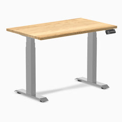 Desky Dual Mini Hardwood Sit Stand Desk, White Oak desktop, Grey frame