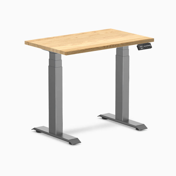 Desky Dual Mini Hardwood Sit Stand Desk, White Oak desktop, Space Grey frame
