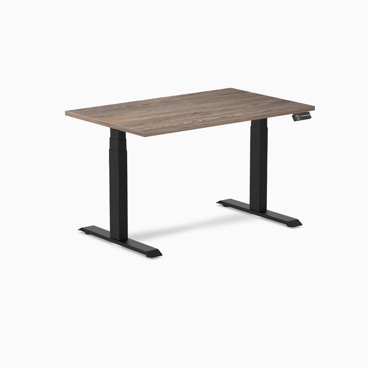 Dual laminate standing desk - natural walnut melamine - black 48"