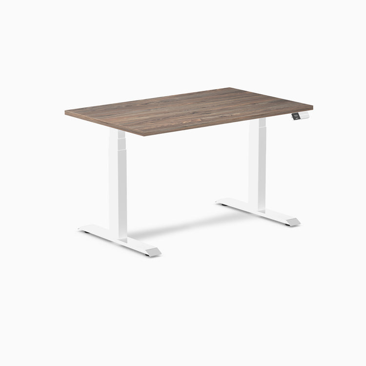 Dual laminate standing desk - natural walnut melamine - white 48"