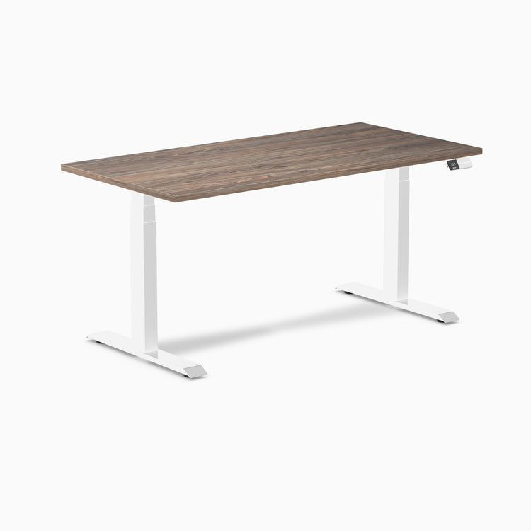 Dual laminate standing desk - natural walnut melamine - white 60"