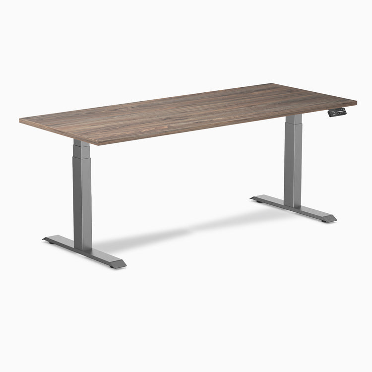 Dual laminate standing desk - natural walnut melamine - space grey 72"