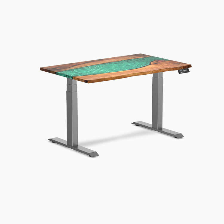 Dual hardwood resin standing desk - Natural walnut river - space grey 48"