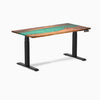 Dual hardwood resin standing desk - Natural walnut river - black 60"