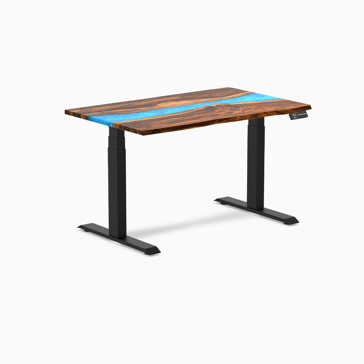 Dual hardwood resin standing desk - Pheasantwood river - black 48"