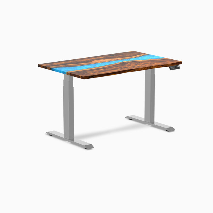 Dual hardwood resin standing desk - Pheasantwood river - grey 48"