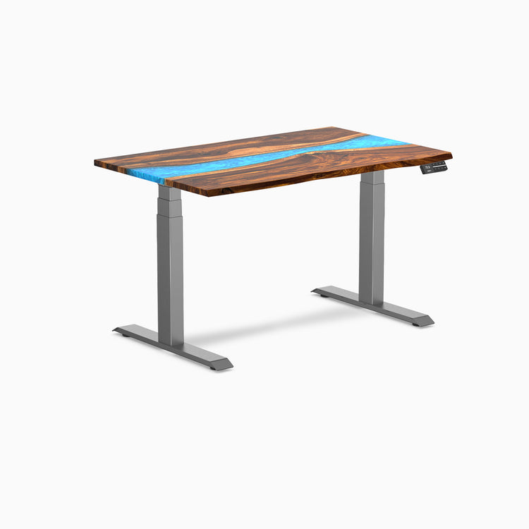 Dual hardwood resin standing desk - Pheasantwood river - space grey 48"