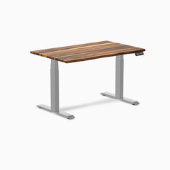 Almost Perfect Desky Dual Hardwood Sit Stand Desk, Pheasantwood desktop, Grey frame