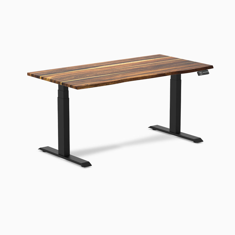 Dual hardwood standing desk - pheasantwood - black 60"